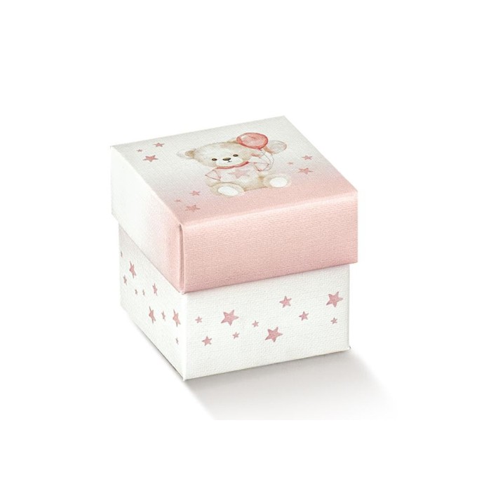 SCATOLA CARTONCINO CON COPERCHIO 50X50X50 ORSETTO ROSA